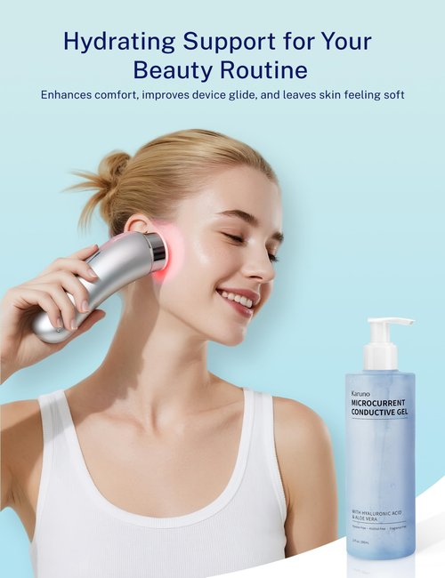 KARUNO 10oz Microcurrent Conductive Gel – Hydrating Gel with Hyaluronic Acid & Aloe Vera – Fragrance-Free, Paraben-Free, Non-Irritating – Safe for All Skin Types