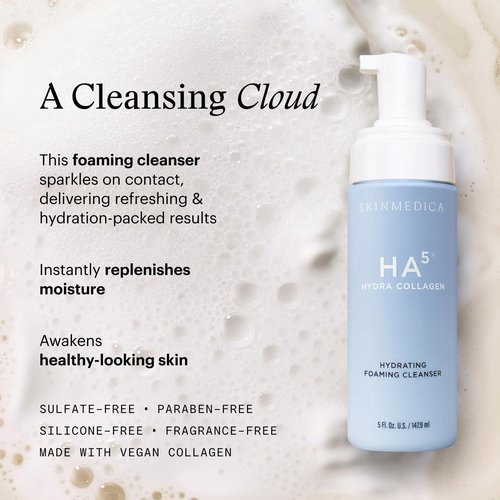 SkinMedica HA5 Hydra Collagen Foaming Cleanser - Hydrating Vegan Collagen Formula, 5 Fl Oz | Gentle Daily Wash