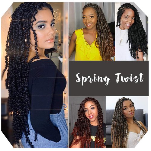 16 inch Spring Twist Crochet Braids Hair for Butterfly Locs Bomb Twist Crochet Hair Beyond Beauty Ombre Colors Synthetic Fluffy Hair Extension 3 Packs (16 Inch, M1B 30)