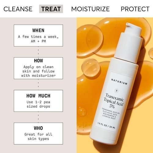 Naturium Tranexamic Topical Acid 5% - Brightening Face & Skin Care with Kojic Acid, 1 oz