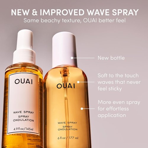 OUAI Wave Spray - Travel Size Texture Spray with Coconut Oil & Rice Protein - Adds Volume & Shine for Beach Waves (3 fl oz)