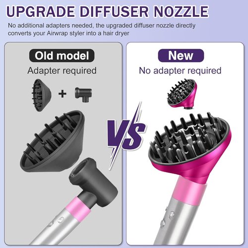 Dyson Upgraded Large Diffuser Attachment - Converts Airwrap Styler to Hair Dryer, Heat Resistant Nylon, Rose
