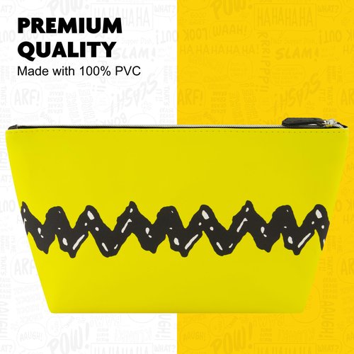 Concept One Peanuts Woodstock Travel Makeup Bag, Trapezoid Cosmetic Organizer Pouch for Women, Yellow