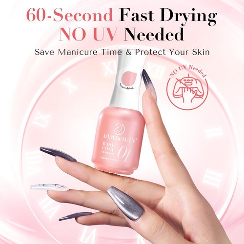 AZUREBEAUTY Dip Powder Liquid Set – Upgraded Care Formula, 4+4Pcs 15ml/0.5oz Base Coat, Activator, Top Coat & Brush Saver, Nail Strengthener with Keratin & Calcium, Low Odor DIY Home Salon