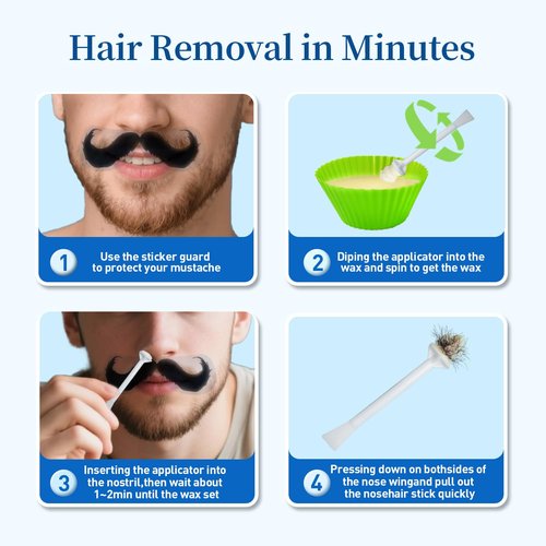 Oakeer Nose Hair Remover Kit with 30 Wax Sticks for Men and Women - 100g Nose Wax for At-Home Hair Removal