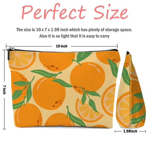 Tangerine Makeup Bag, Mandarin Orange Stuff Cosmetic Bag Fruit Travel Pouch, Mandarin Orange Lovers Gift for Women Girls Daughter Sisters Coworker Friends Niece Friendship Graduation Birthday Gifts
