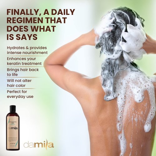 damila Salt & Sulfate Free Shampoo for Keratin and Color Treated Hair - Perfect for Damaged, Frizzy, Curly or Dry Hair (33.8 Fl Oz)