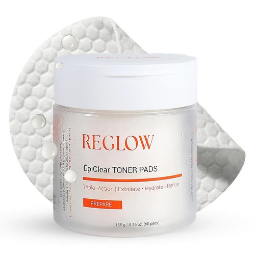 ReGlow EpiClear Toner Pads - Exfoliating Facial Pads with PHA, AHA, BHA & Niacinamide - Hydrating & Resurfacing Daily Peel for Smooth Skin | 60 Pads