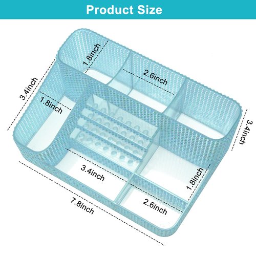 ANRUI Nail Drill Bit Holder, 28 Holes Plastic Nail Drill Machine & Bits Storage Case, Professional Nail Desk Organizer for Manicure Tools Gift for Women and Girls- Diamond Blue