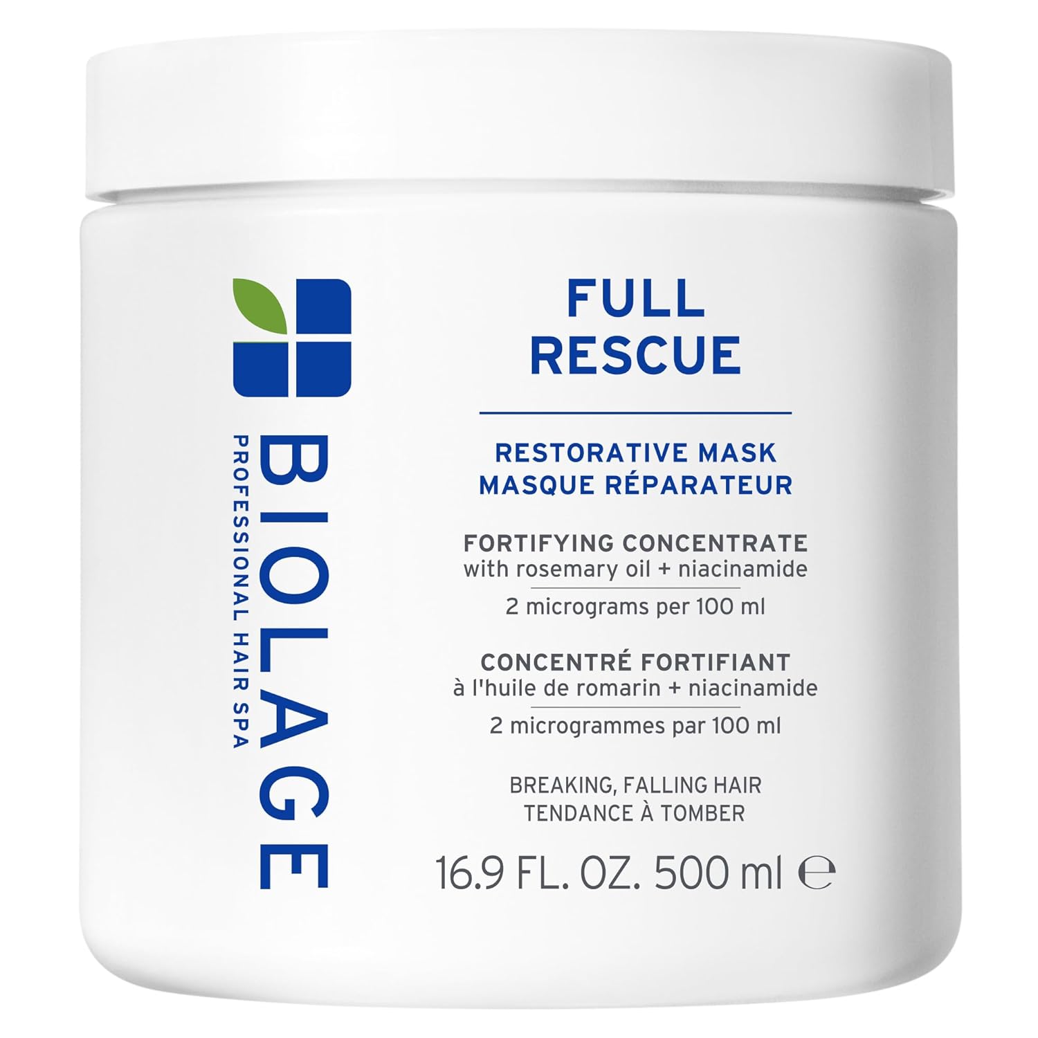 Biolage Full Rescue Hair Mask - Restorative Formula with Rosemary Oil & Niacinamide, 16.9 Fl Oz | Vegan & Cruelty-Free