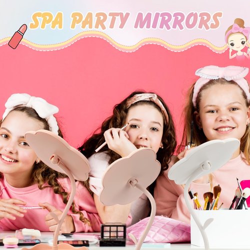 GlikCeil 8 Pcs Flower Shaped Mirror Spa Party Makeup Mirror Sleepover Party Favor for Spa Sleepover Slumber Birthday(Pink, White)
