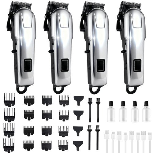 4 Pack Hair Clippers for Men Cordless Clippers for Hair Cutting Rechargeable Beard Hair Trimmer LED Display