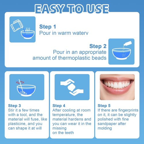 Tooth Repair Kit, Moldable False Teeth Beads for Teeth Repair, Suitable for Missing, Cracked DIY Denture Kit, 1PCS-K1
