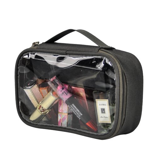 Jula Vance 3pcs Pack TSA Approved Travel Pro Beauty Makeup Kits Cosmetic Organizers Case Clear Utility Pouch Combo Set Bag with Zipper & Handle (Grey)