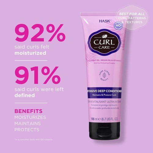 HASK Curl Care Intensive Deep Conditioner | Vegan, Cruelty-Free & Color Safe Treatment for Curly Hair