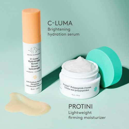 Drunk Elephant Illuminate & Firm Kit - Travel Size Clean Clinical Skincare | Cruelty-Free & Dermatologist-Tested