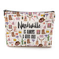 Nashville Travel Gift Cosmetic Bag Nashville Lovers Gift Nashville Souvenir Makeup Bag Girls Trip Gifts Favors Nashville City Themed Gifts for Women Sister Birthday Christmas Bachelorette Party Favors