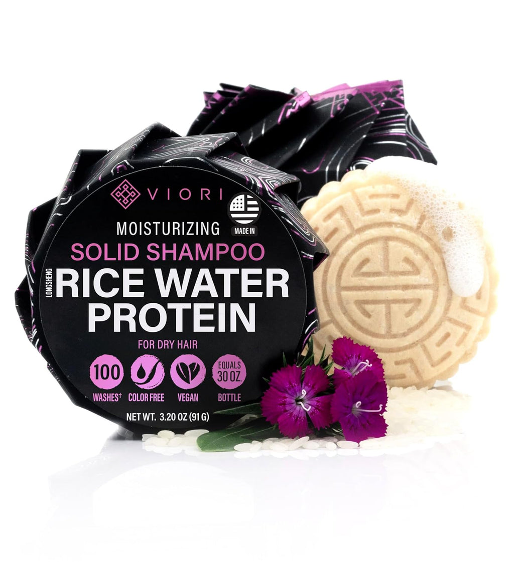 Viori Terrace Garden Shampoo Bar - Handcrafted All-Natural Rice Water Shampoo - Sulfate-Free Formula