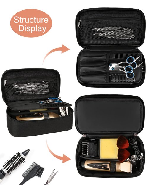 Meiiy Barber Tool Bag, Hair Clipper Bag Hair Cutting Scissors Storage Bag Shaving Kits Haircut Accessories Organizer Bag Gift for Women (Black)