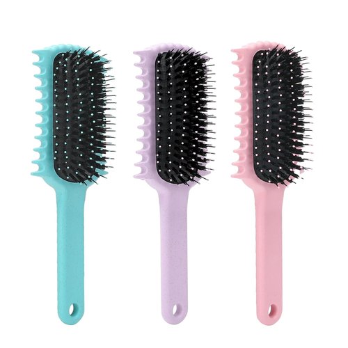 Skiennix Curly Hair Brush - Volume Curl Defining Tool for Easy Detangling & Styling | Pink