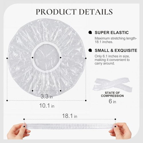 Skiennix 120 PCS Disposable Shower Caps - Large Waterproof Hair Bonnets for Travel & Spa (18.1")