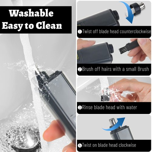 Mendaping Nose and Ear Hair Trimmer for Men, 2025 Nose Hair Trimmer Clipper with LED Display for Women, Professional IPX7 Waterproof Dual Edge Blades Nasal Trimmer Clippers for Travel (Black)