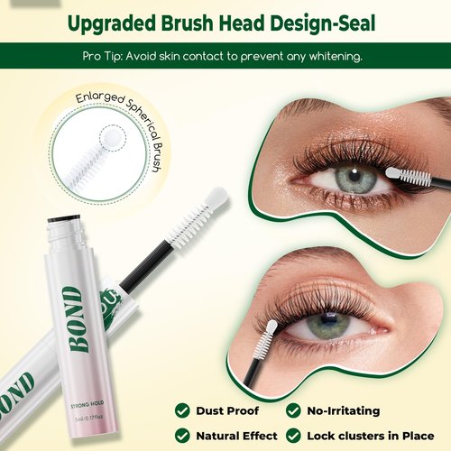 KEYYOU LASH Cluster Glue,New Lash Bond and Seal Waterproof for Eyelash Clusters,72Hours 2-in-1 Super Hold Long-Lasting Non-Irritating for DIY at Home(Black Bond,10ML)