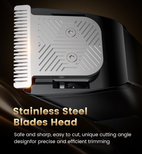 Men's Beard Trimmer -All-in-One Trimmer with Adjustable 20 Length Setting - Cordless Waterproof Wet/Dry Clipper Stainless Steel Blade for Precision Facial Hair Trimming with Travel Lock, LED Display