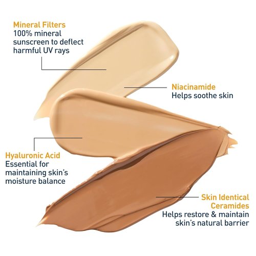 CeraVe Hydrating Mineral Sunscreen SPF 30 - Tinted Zinc Oxide Formula for a Healthy Glow | 1.7 Oz