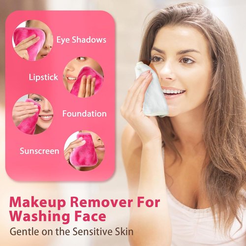 Skiennix Makeup Remover Cloths - Reusable Microfiber Face Towels | 6" x 6" | 12 Pack with Mesh Bag