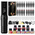 Kiss of Dragon Hunter MAX Tattoo Kit, Cordless/Cord Complete Tattoo Gun Kit Pen Machine,oreless Motor 6 Strokes Length, 2,400mAh Power Supply with Extra Battery Rca Jack Part