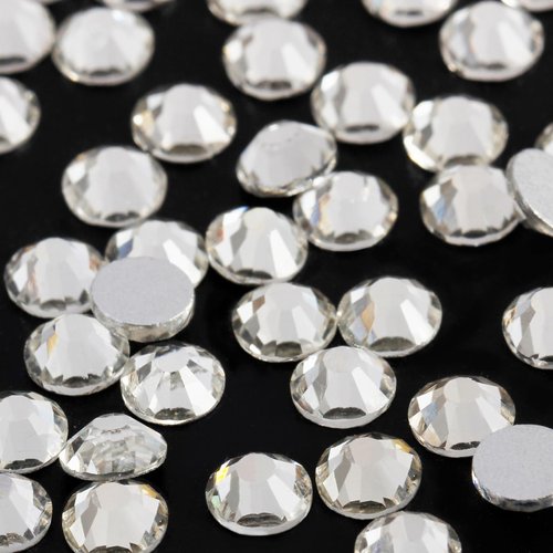 Eleegem 2000PCS SS20 Flatback Rhinestones | 12-Facet Diamond-Cut Glass Gems for Nail Art, Clothing, DIY Crafts |Glue-On Decoration Stones with Silver Backing(Crystal)