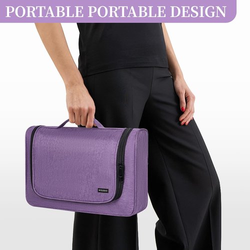 Travel Storage Bag Compatible with Dyson Airwrap Styler & Attachments - Portable Hanging Organizer with Hook, Water-Resistant & Scratch-Proof Case for Curling Barrels, Brushes, Accessories (Purple)