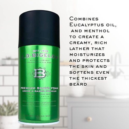 C.O. Bigelow Shaving Foam - Eucalyptus Oil Men's Shaving Cream for All Skin Types | 5.2 oz