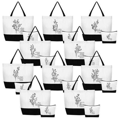 Abbylike 20 Pcs Christian Easter Gift Bags Set Faith Inspirational Tote Bag Religious Makeup Bag Gifts for Wife Mom Women(Boho Spanish)