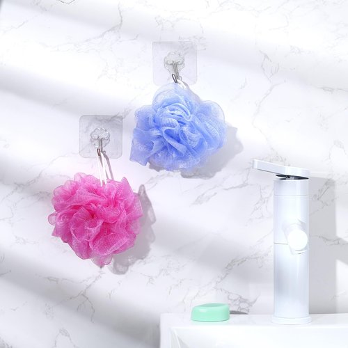 Funnymoom 12 Pcs Travel Size Loofah Individually Wrapped, Small Shower Puff Bath Sponge Pouf Ball Bulk Mesh Bath Puff Mini Loofah Sponge with Case Bulk for Shower Care (25g,Colorful)