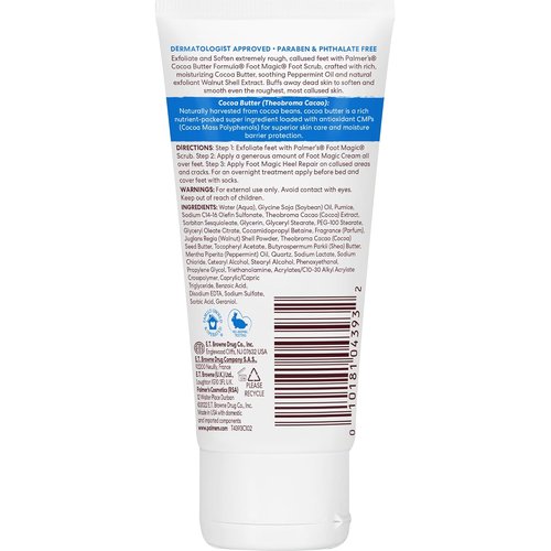 Palmer's Cocoa Butter Formula Foot Magic Exfoliating Scrub - Hydrate & Repair Dry, Cracked Feet | 2.1 Ounce