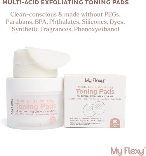 Regine Switzerland Toning & Exfoliating Face Pads - Clear Pores, Brighten Skin, Fade Dark Spots - 50 Count