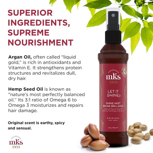 MKS Eco Let It Shine Shine Mist - 4 fl oz | Refreshes Shine, Smooths Frizz & Flyaways with Argan Oil