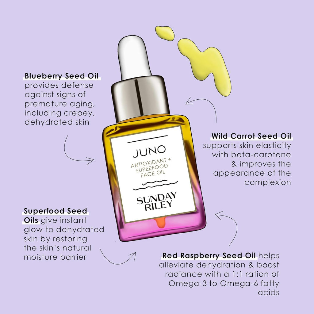 Sunday Riley Juno Face Oil - Antioxidant-Rich Superfood for Radiant Skin | 1 oz