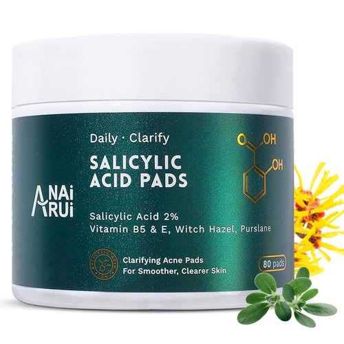 ANAI RUI Salicylic Acid Face Cleansing Pads - Acne Treatment with Witch Hazel, 80 Count