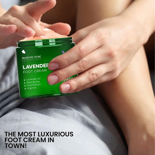 Majestic Pure Lavender Oil Foot Cream - Softens & Moisturizes Dry Cracked Skin - 8 oz