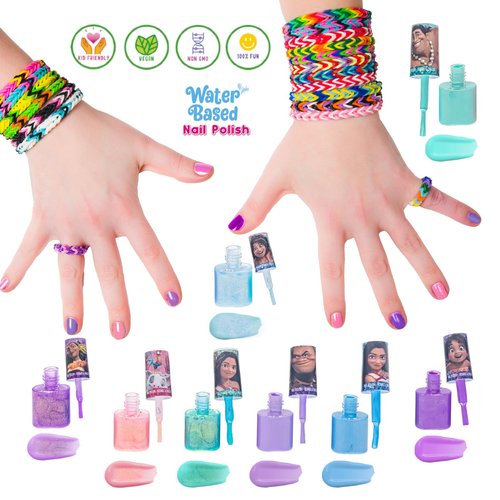 Townley Girl Moana 2 Non-Toxic Water-Based Peel Off Nail Polish Set with Glittery Shimmery and Opaque Colors for Girls Kids Ages 3+ Perfect for Parties Sleepovers and Makeovers 8 Pcs