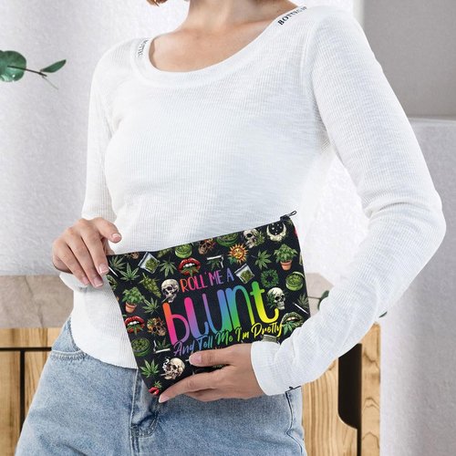 G2TUP Leaf Accessories Bag for Women Funny Cosmetic Bag Roll Me a Blunt and Tell Me I'm Pretty Zipper Pouch (Roll Blunt New)
