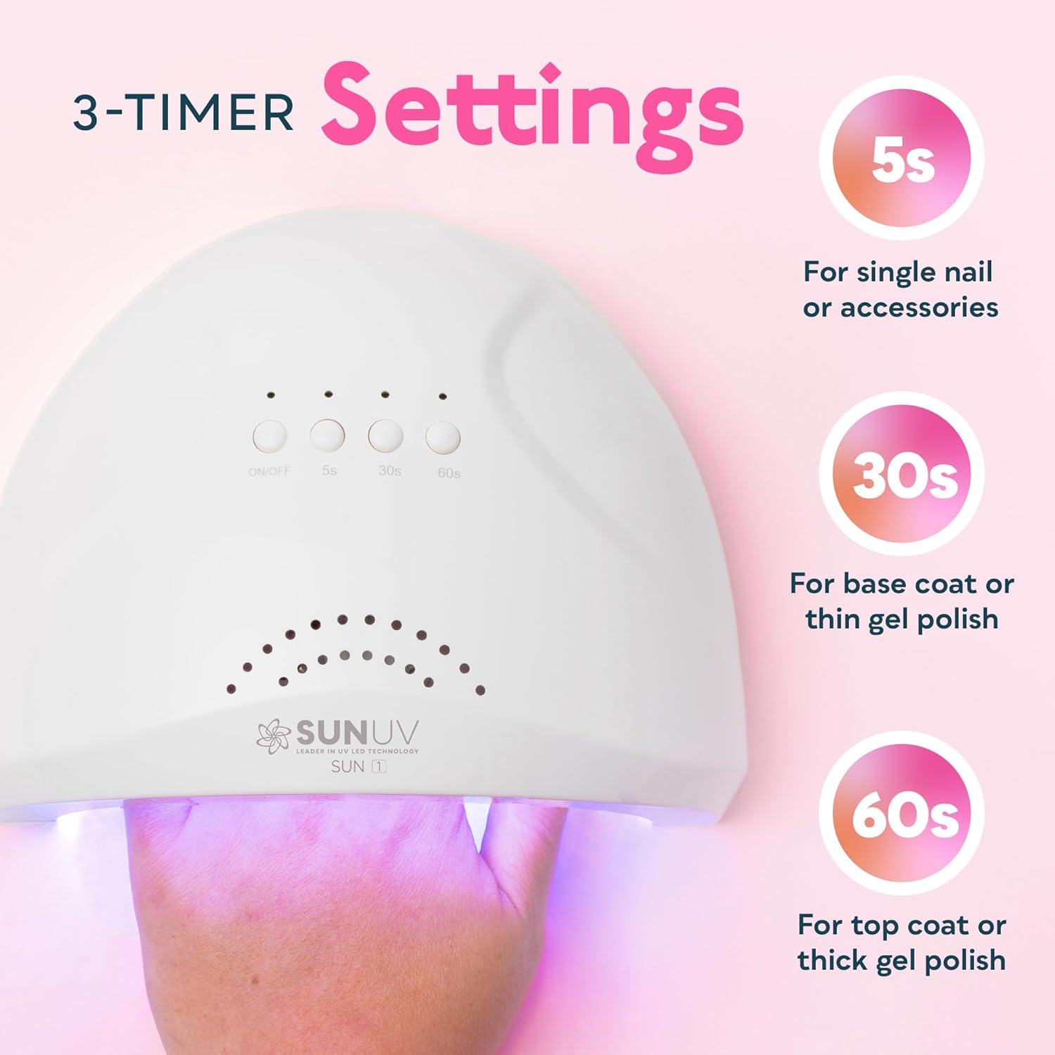 SUNUV UV LED Nail Lamp - Professional Gel Light with 3 Timers | Stylish SUNone White Design