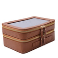 SANHECUN Clear Travel Toiletry bag Toiletry Case Carry on Travel Accessories Bag Makeup Bag Dimensions | LxWxH:9” x 6” x 4.2” (Brown, SHC-TL-2)