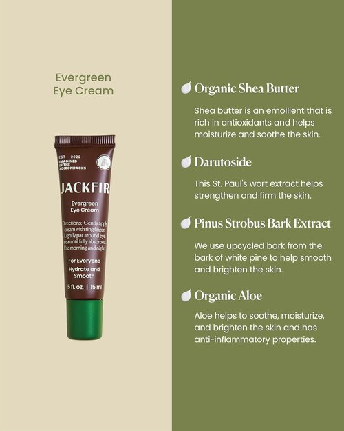 Jackfir Evergreen Eye Cream - Natural Formula for Men to Reduce Puffiness & Brighten Dark Circles | 0.5 Fl Oz
