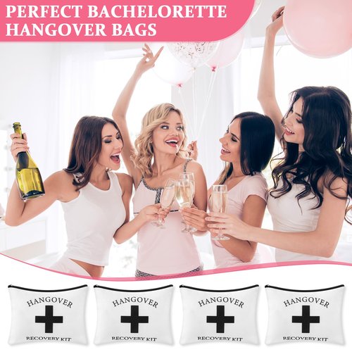Honeydak 12 Pcs Recovery Kit Bags for Her Bachelor Party Favor Wedding Emergency Kit Makeup Bag for Bride Women Bachelorette Bridal Shower Pouches Decorations Friends Sister Gifts(Black Cross)