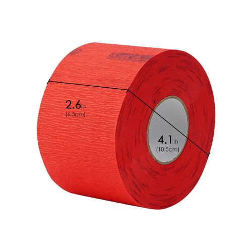 Flexible Paper Neck Strips for Salon Hair Cutting - 5 Rolls, 500 Red Disposable & Water-Resistant Self-Adhering Barber Supplies
