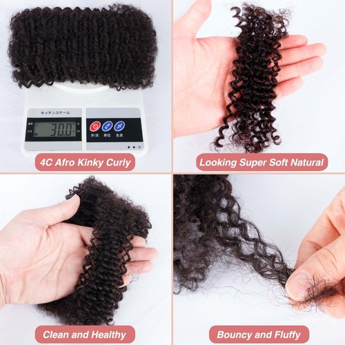 Afro Kinkys Bulk Human Hair for Braiding Mini Twists Braids Locs Dreadlock Extensions Afro Kinky-Curly Human Braiding Hair Bundles For Men Women Kids 16 Inch 2 Bulks 60g #30 Medium Brown Easy to Twist